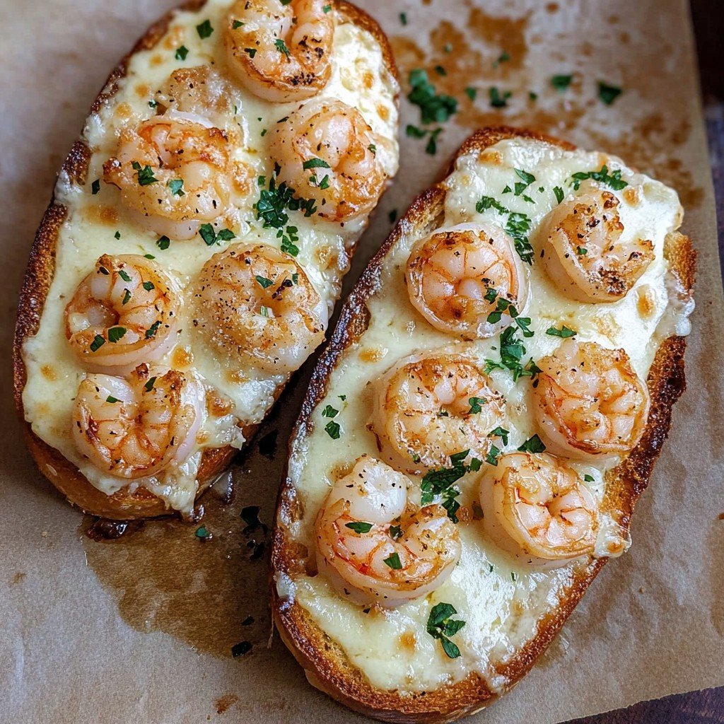 Shrimp Alfredo Garlic Bread