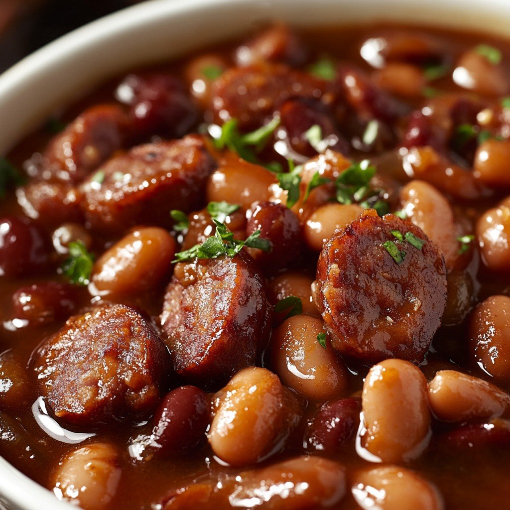 Slow Cooker Sausage and Beans (4 Ingredients)