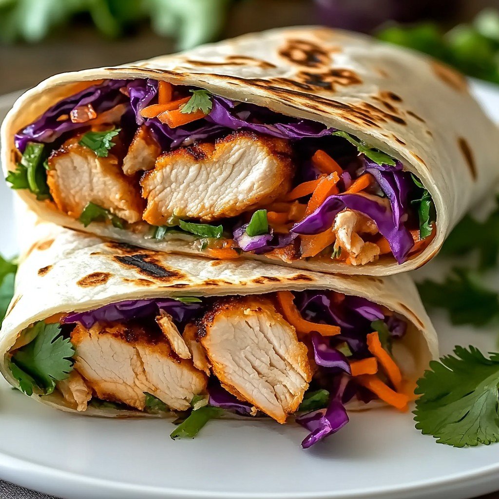 Thai Chicken Wrap with Crunchy Asian Slaw for a Flavorful Feast