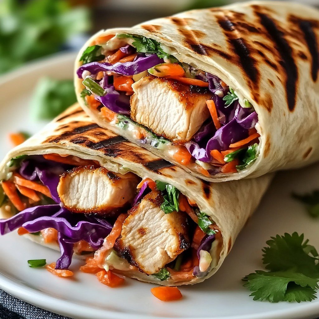 Thai Chicken Wrap with Crunchy Asian Slaw for a Flavorful Feast