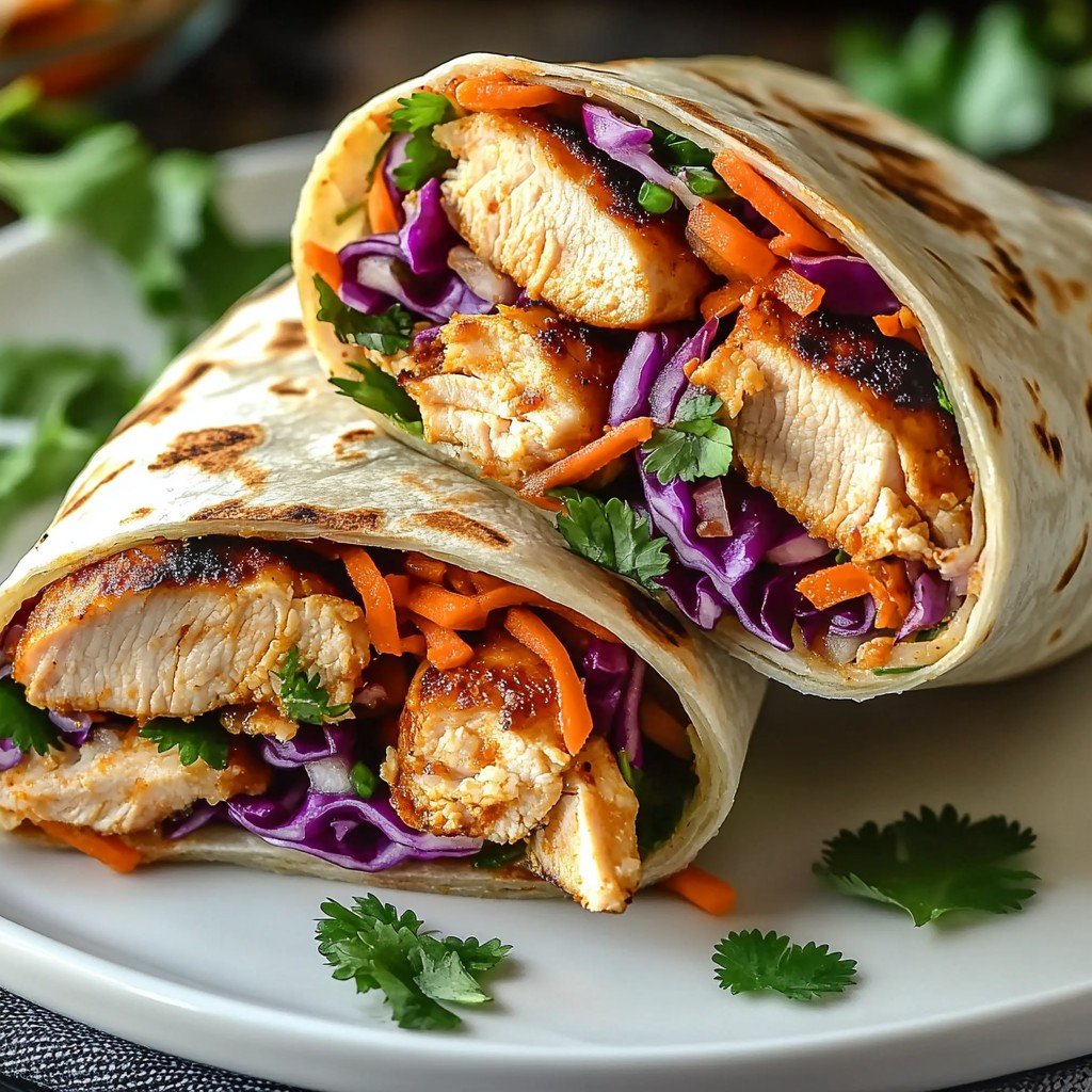 Thai Chicken Wrap with Crunchy Asian Slaw for a Flavorful Feast