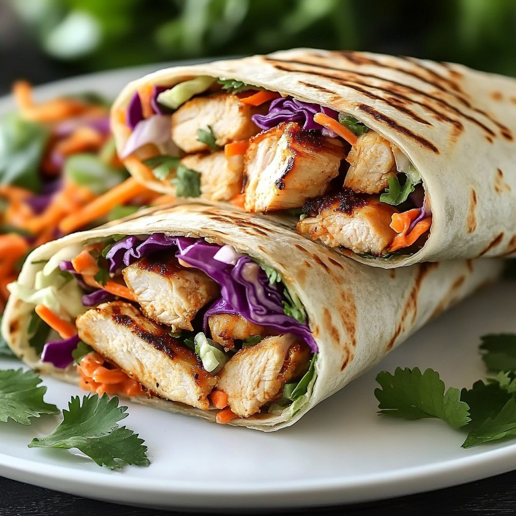Thai Chicken Wrap with Crunchy Asian Slaw for a Flavorful Feast
