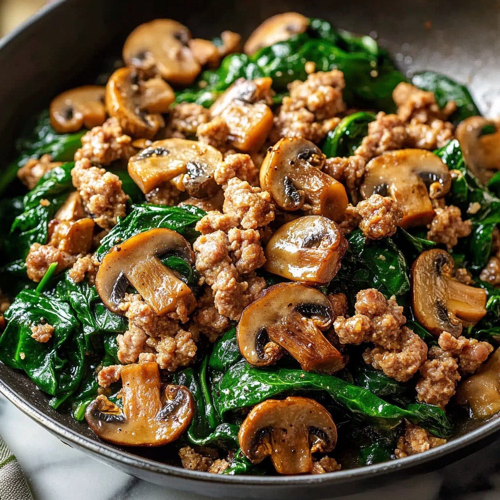 Turkey Spinach Mushroom Skillet