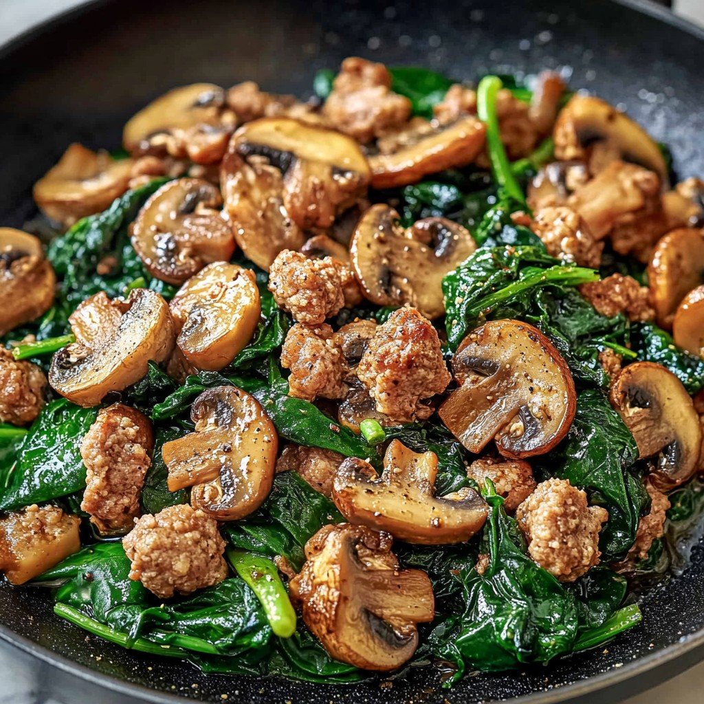 Turkey Spinach Mushroom Skillet