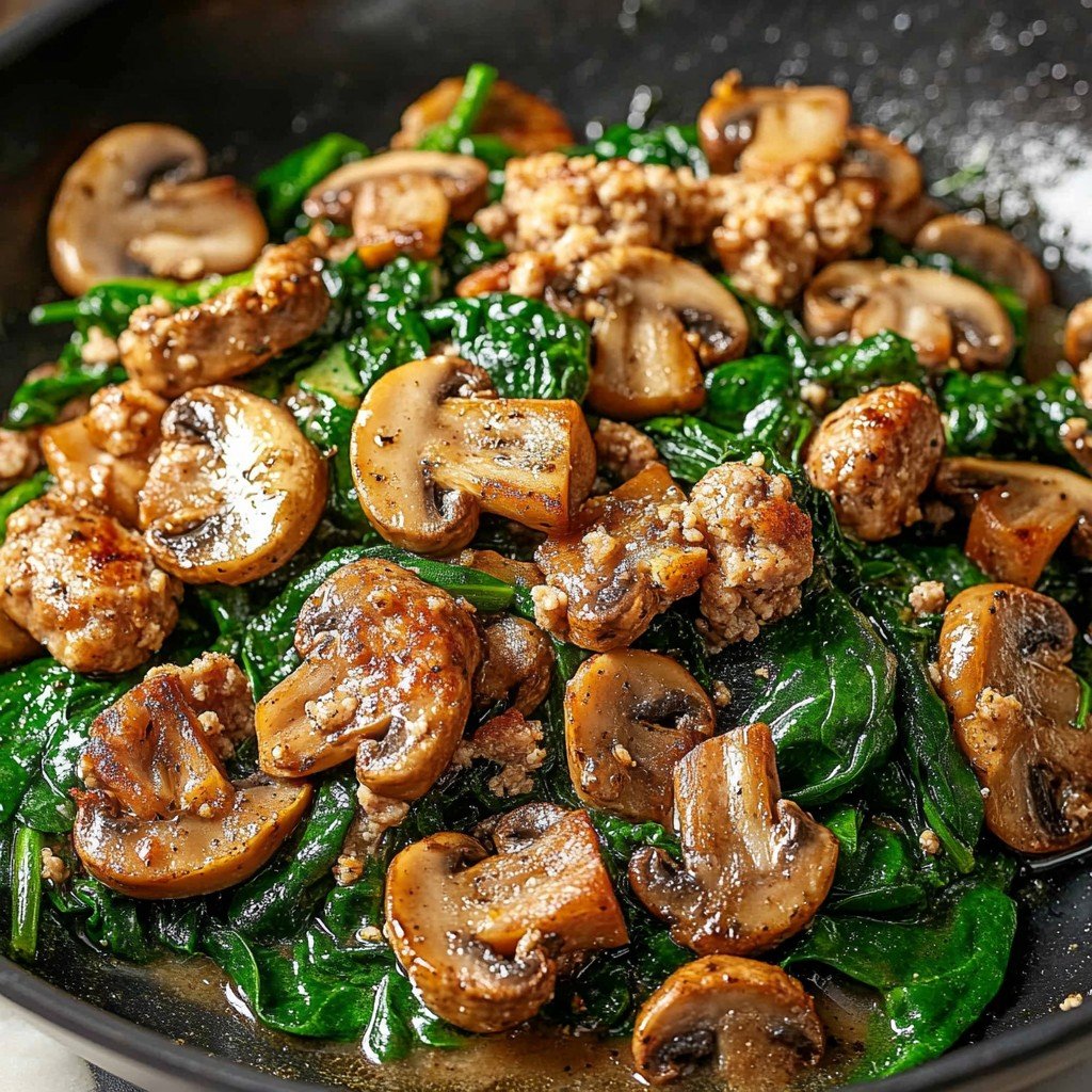 Turkey Spinach Mushroom Skillet