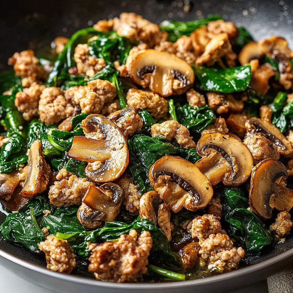 Turkey Spinach Mushroom Skillet