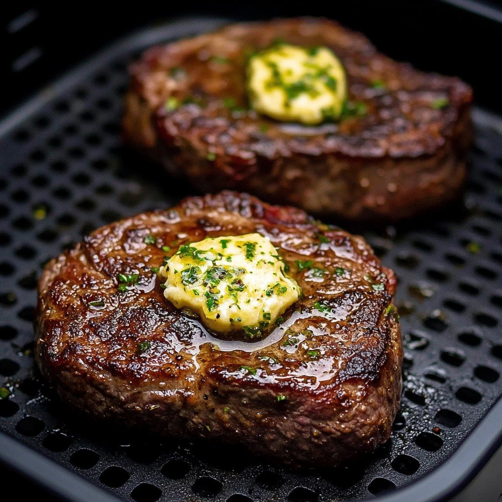 Air Fryer Steak Garlic Butter Muckbang