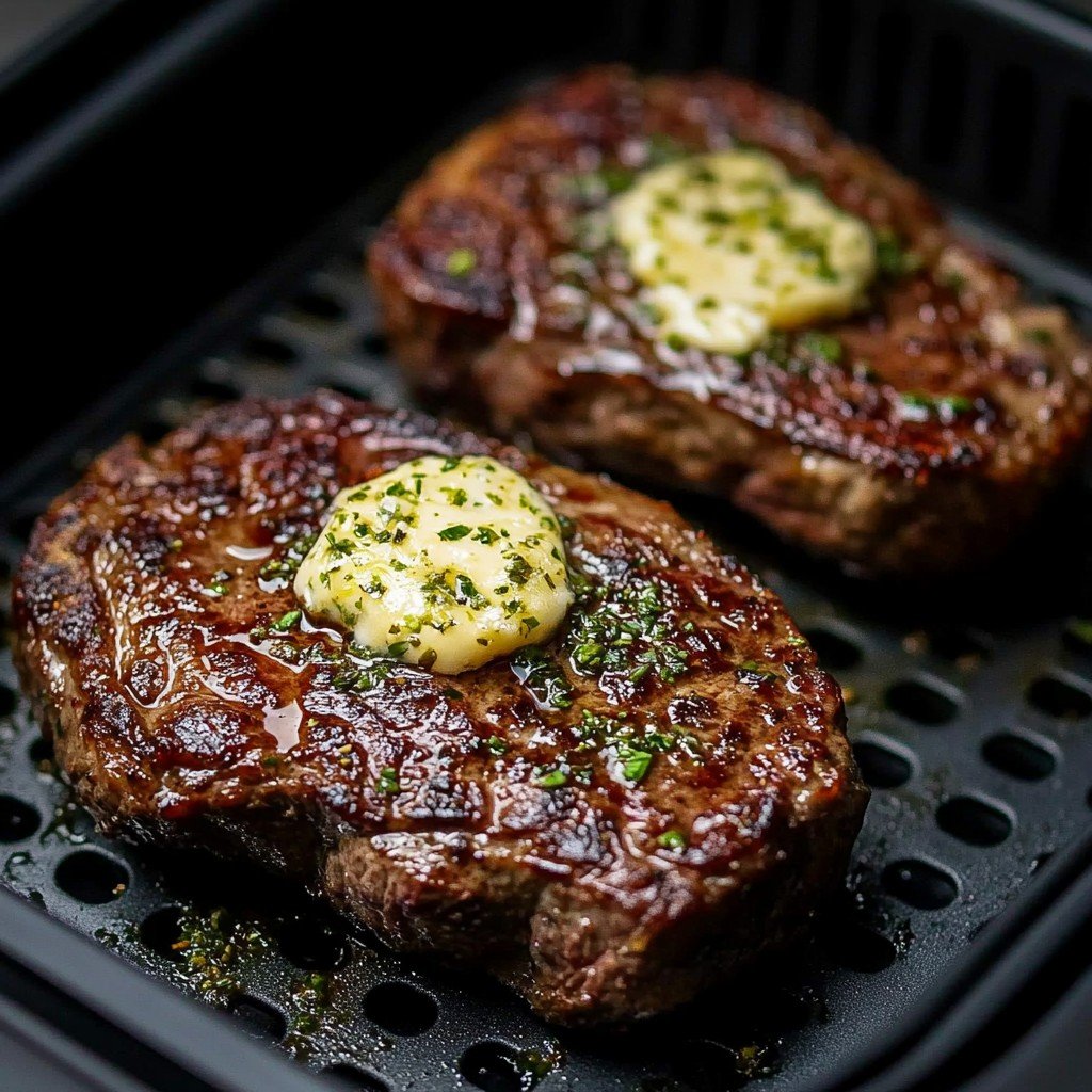 Air Fryer Steak Garlic Butter Muckbang