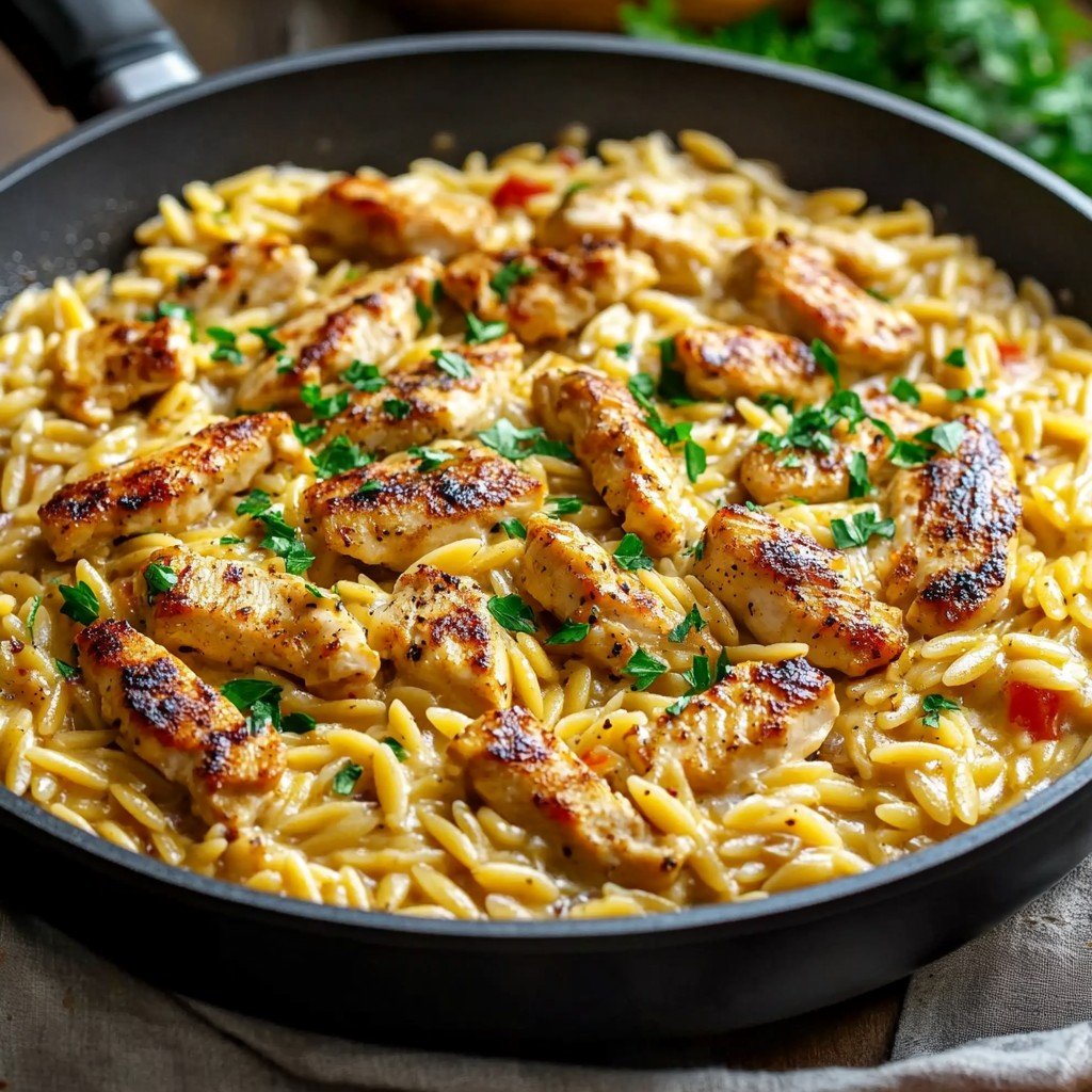 Cajun Chicken Alfredo Orzo Summer Pasta
