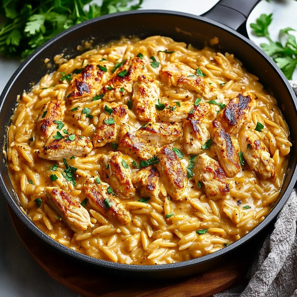 Cajun Chicken Alfredo Orzo Summer Pasta