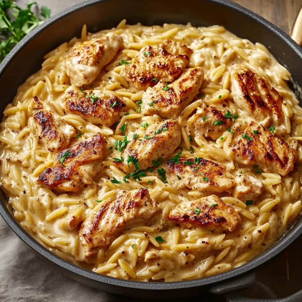 Cajun Chicken Alfredo Orzo Summer Pasta