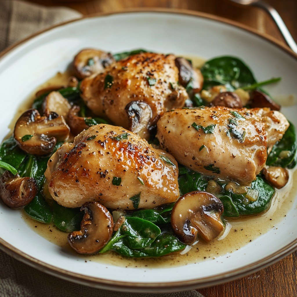 Chicken Spinach Mushroom Healthy Spring Dinner