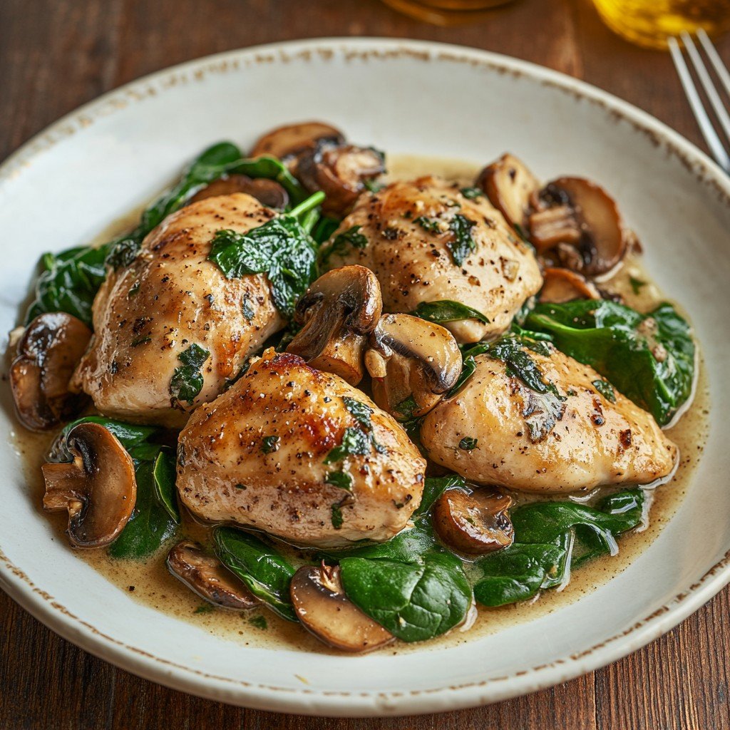 Chicken Spinach Mushroom Healthy Spring Dinner