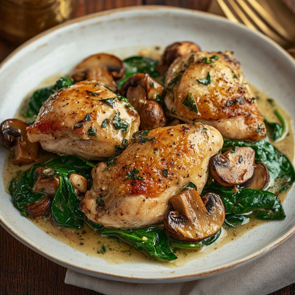 Chicken Spinach Mushroom Healthy Spring Dinner