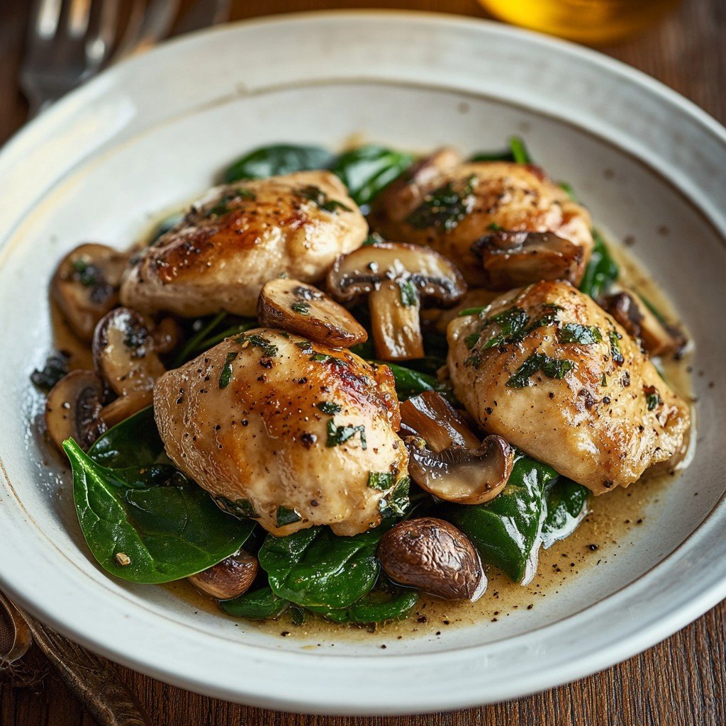 Chicken Spinach Mushroom Healthy Spring Dinner