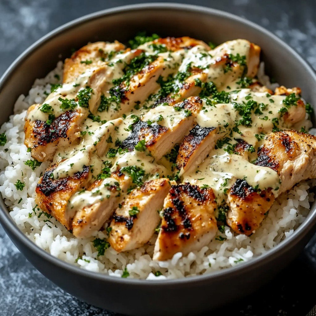 Creamy Garlic Chicken Rice Bowls Easy Spring Dinner