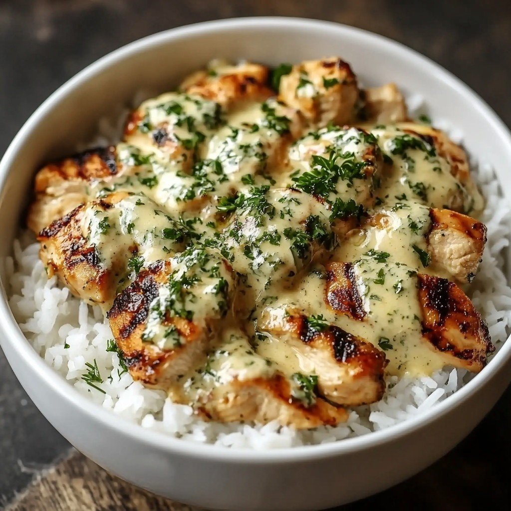 Creamy Garlic Chicken Rice Bowls Easy Spring Dinner