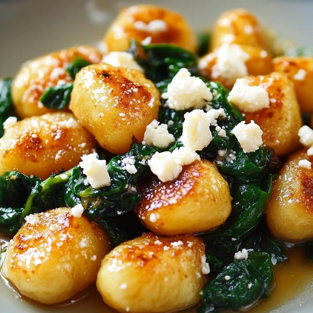 Crispy Gnocchi Feta Spinach