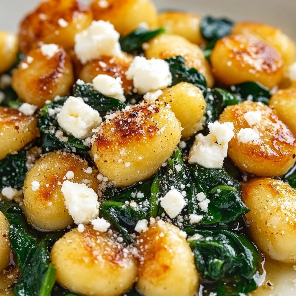 Crispy Gnocchi Feta Spinach