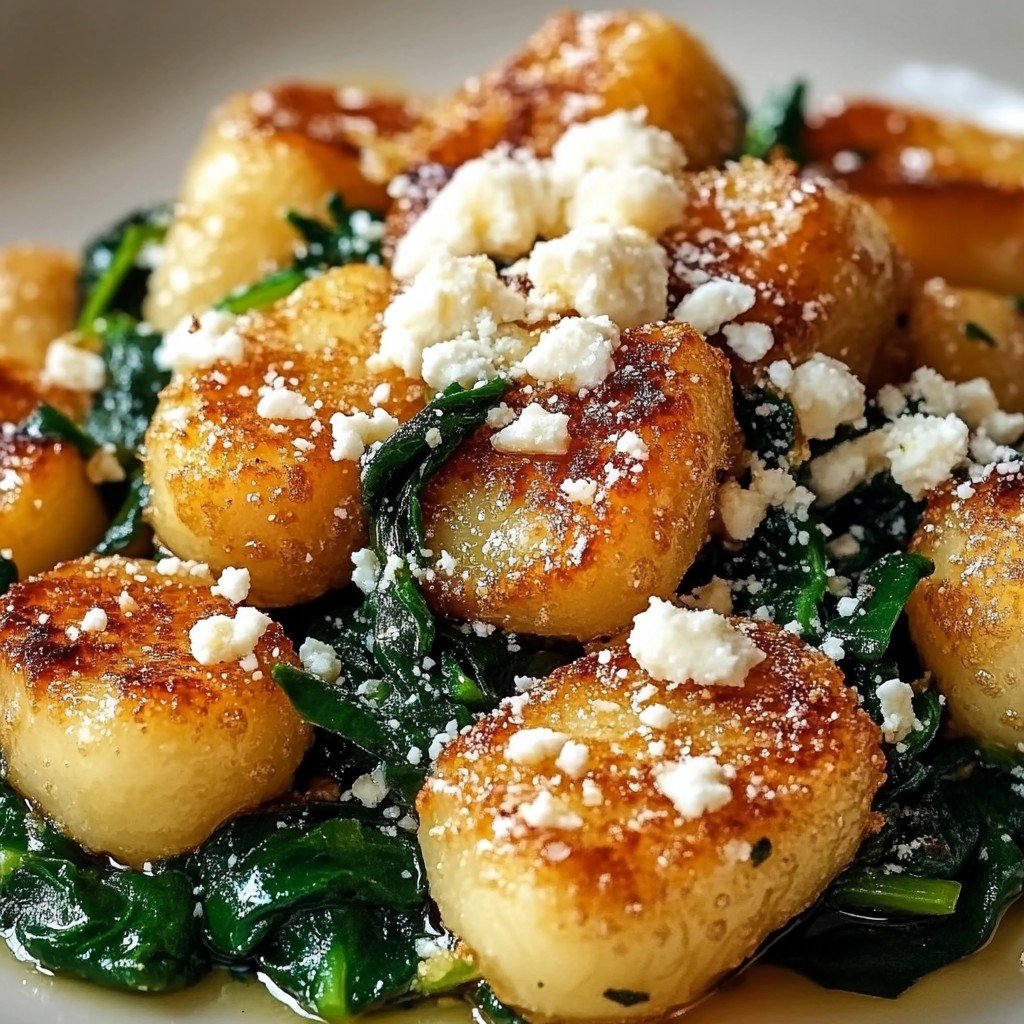 Crispy Gnocchi Feta Spinach