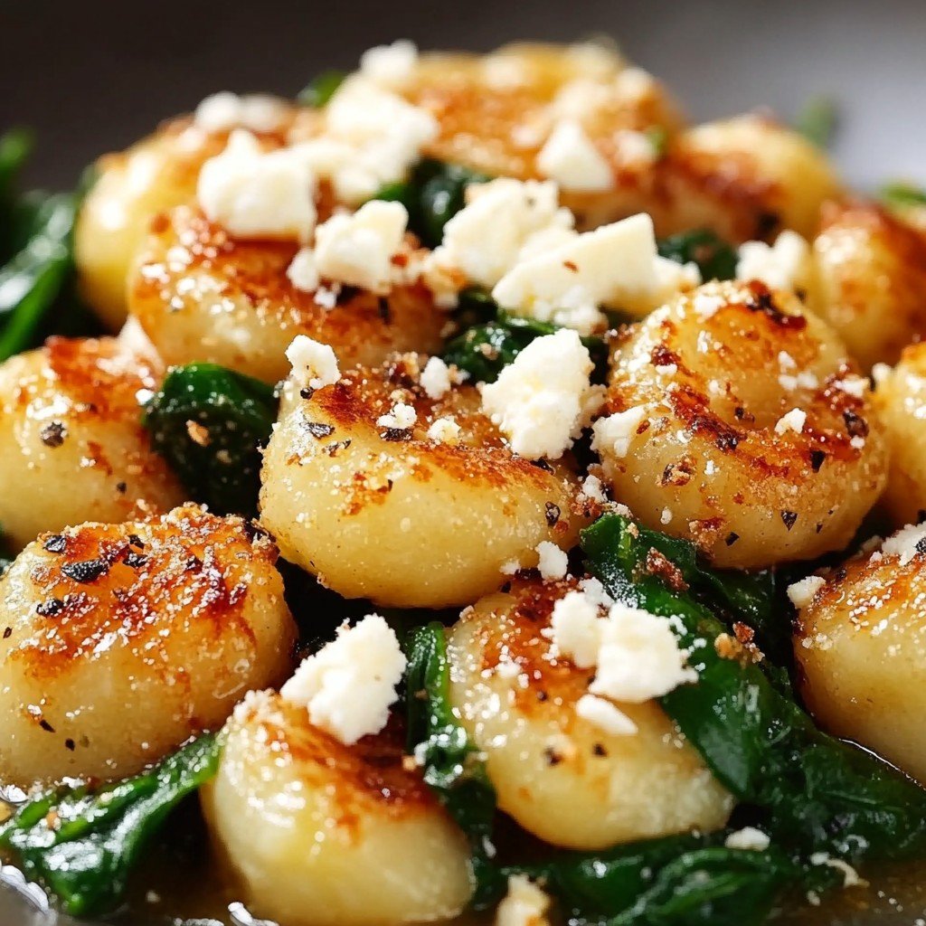 Crispy Gnocchi Feta Spinach