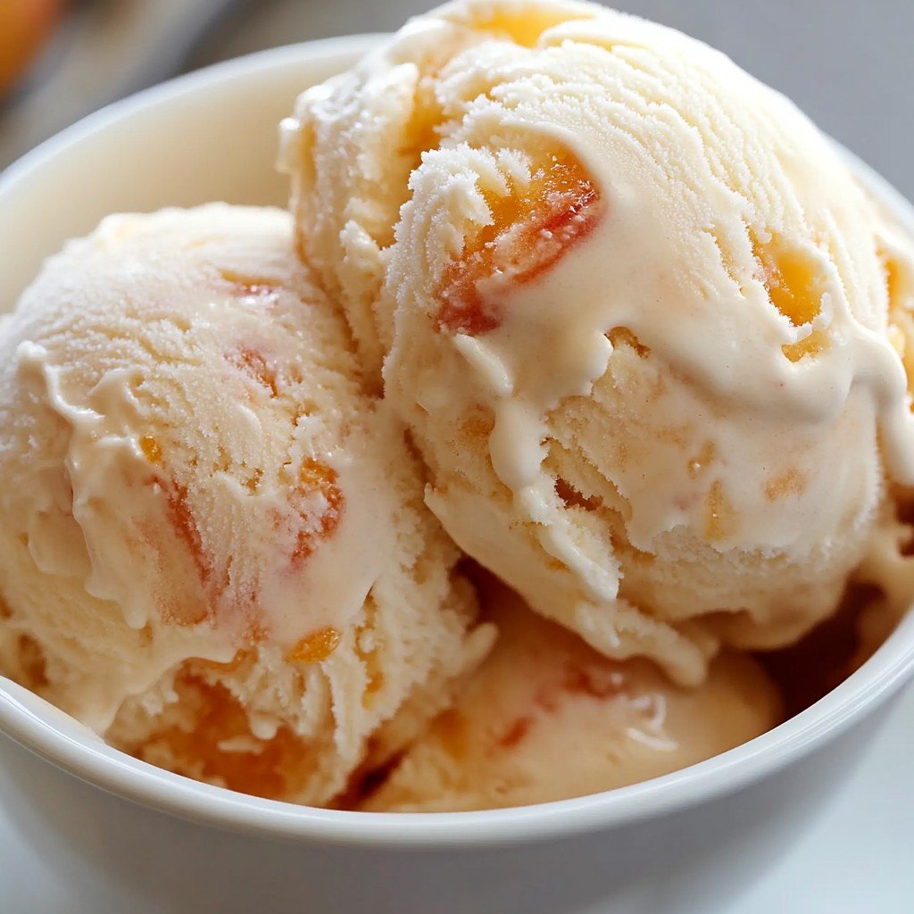 Peach Ice Cream No Egg Summer Treat
