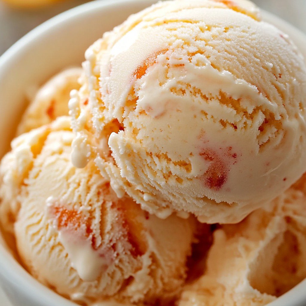 Peach Ice Cream No Egg Summer Treat