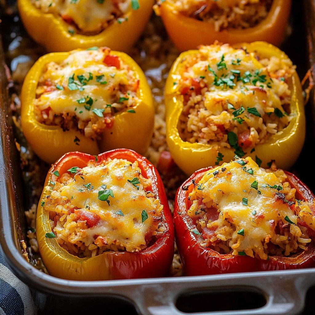 Seafood Stuffed Peppers Summer Dinner Idea