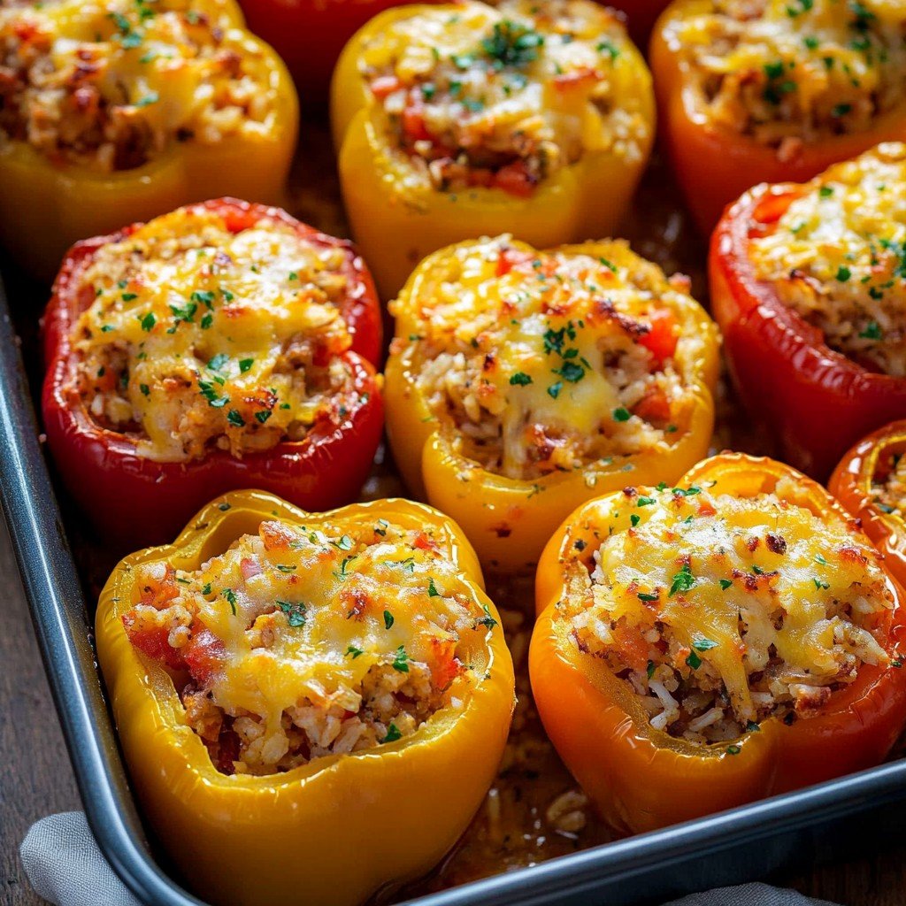 Seafood Stuffed Peppers Summer Dinner Idea