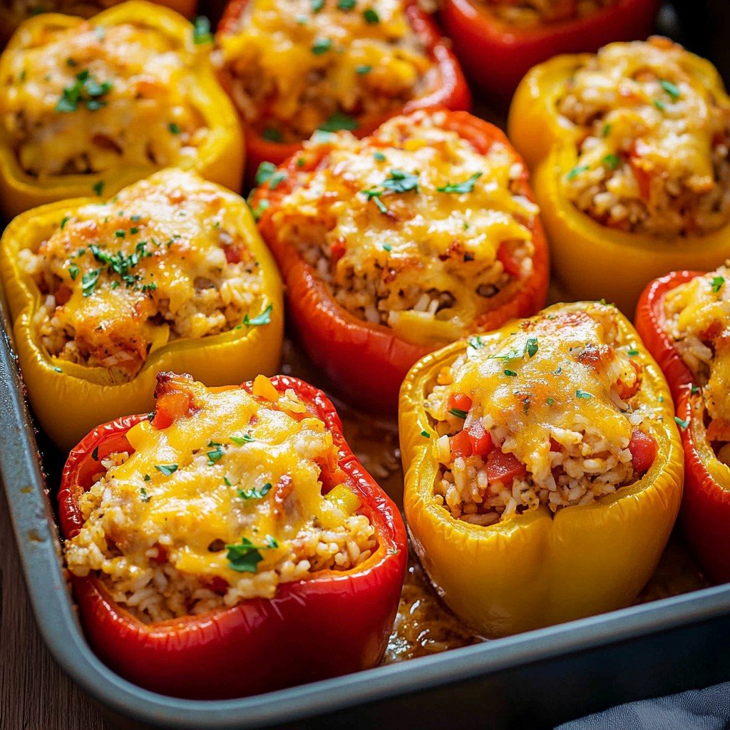 Seafood Stuffed Peppers Summer Dinner Idea