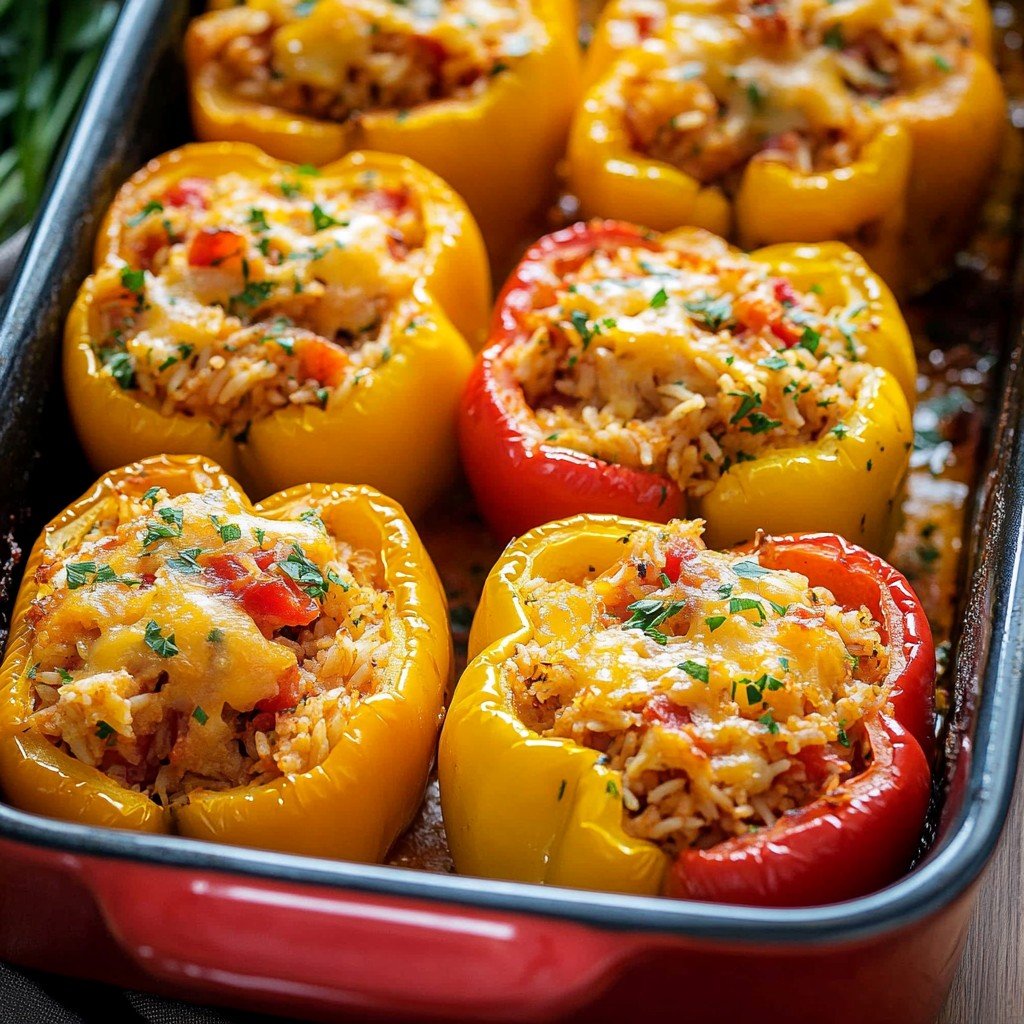 Seafood Stuffed Peppers Summer Dinner Idea