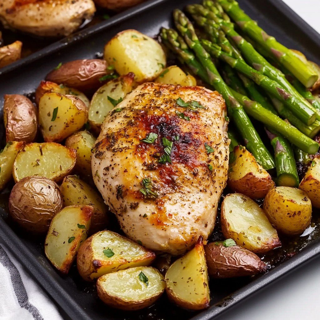 Sheet Pan Garlic Butter Chicken Spring Dinner