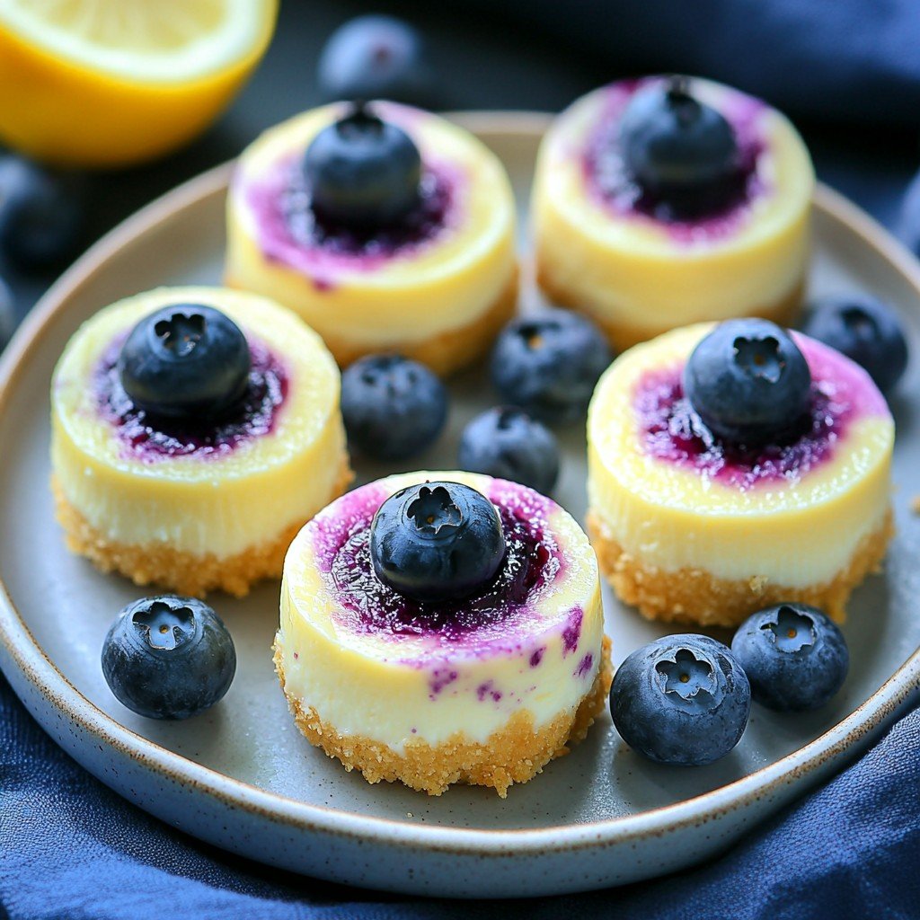 Mini Lemon Blueberry Cheesecakes Summer Dessert