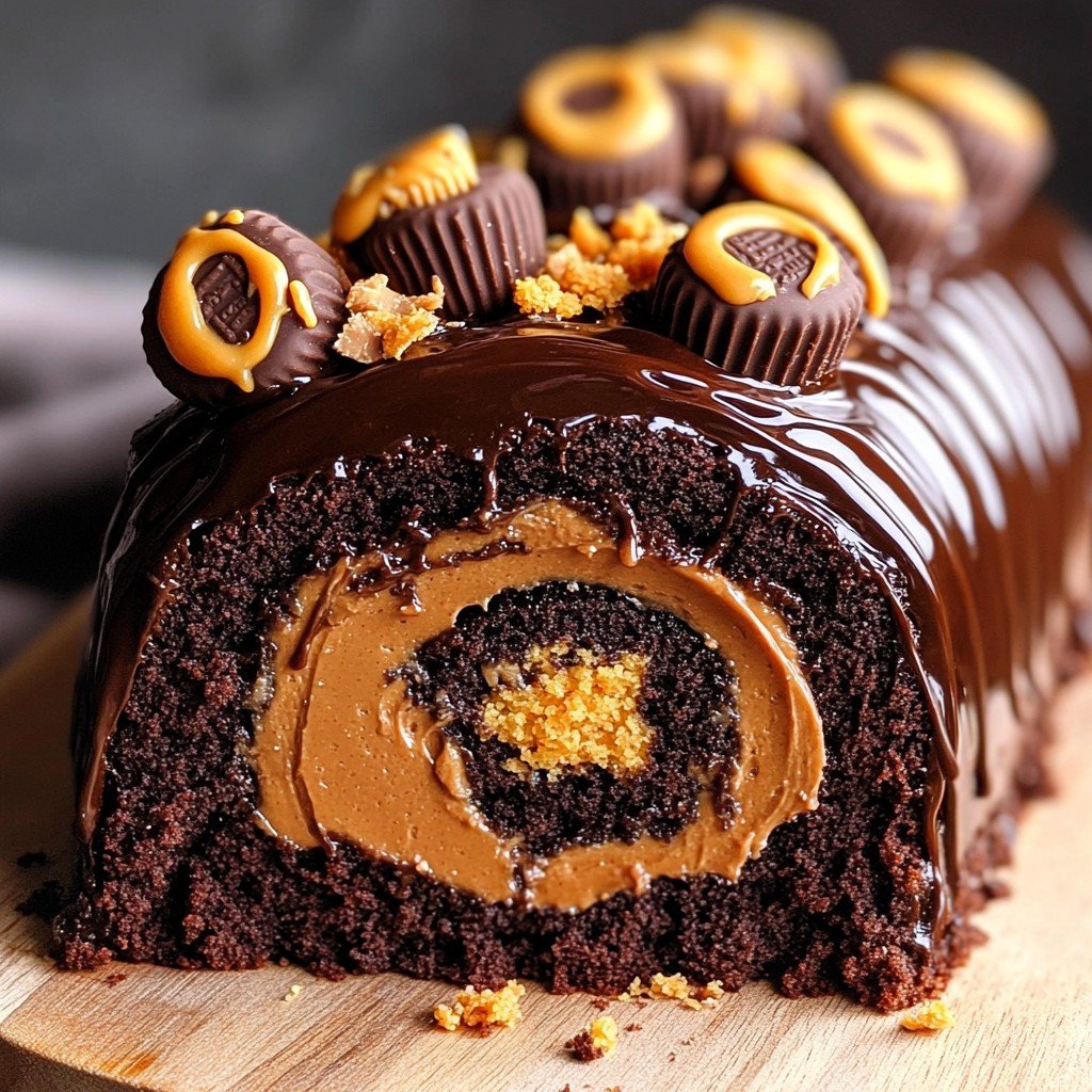 Peanut Butter Chocolate Roll Summer Dessert