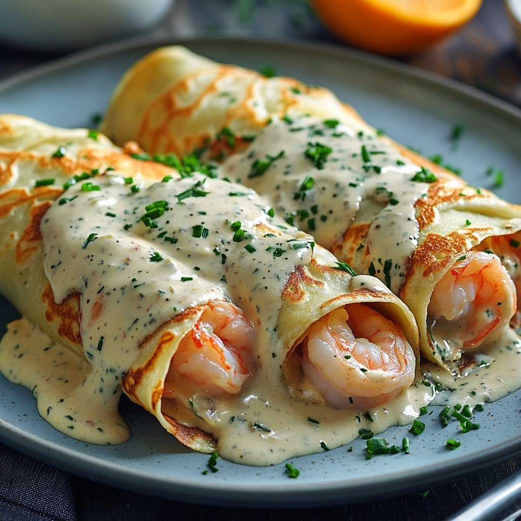Seafood Crepes Creamy Dinner