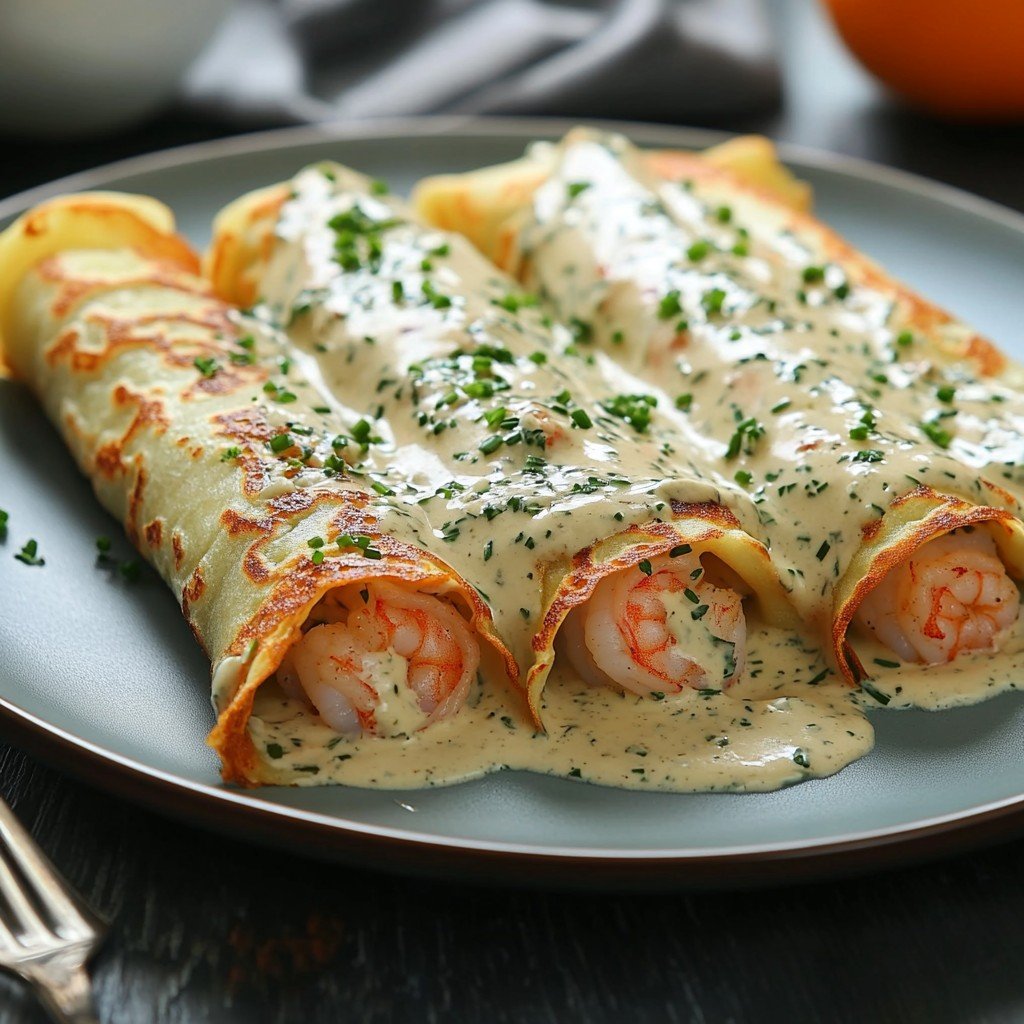 Seafood Crepes Creamy Dinner