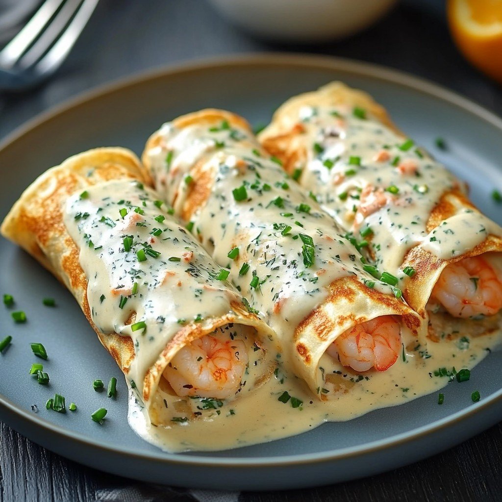 Seafood Crepes Creamy Dinner