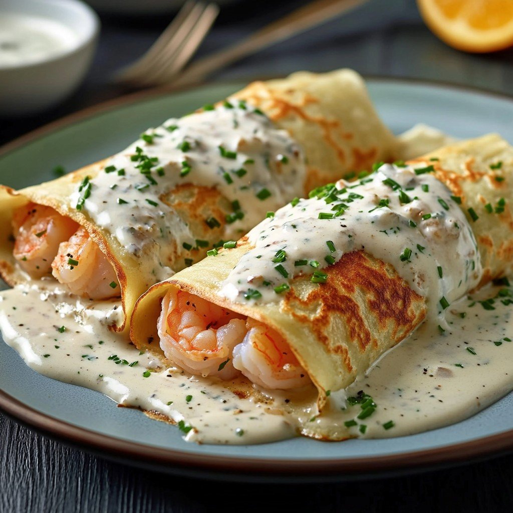 Seafood Crepes Creamy Dinner