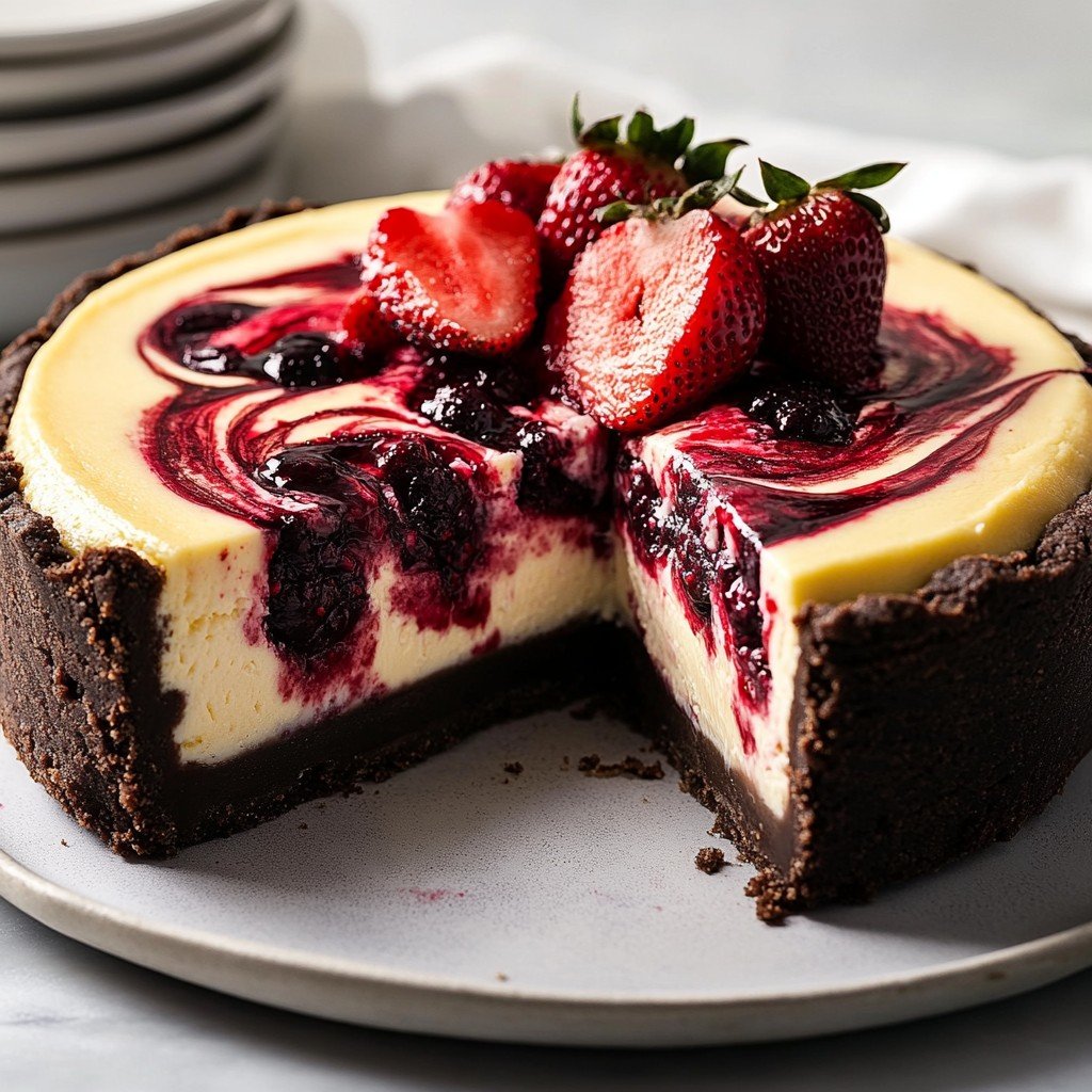 Strawberry Swirl Cheesecake Summer Dessert