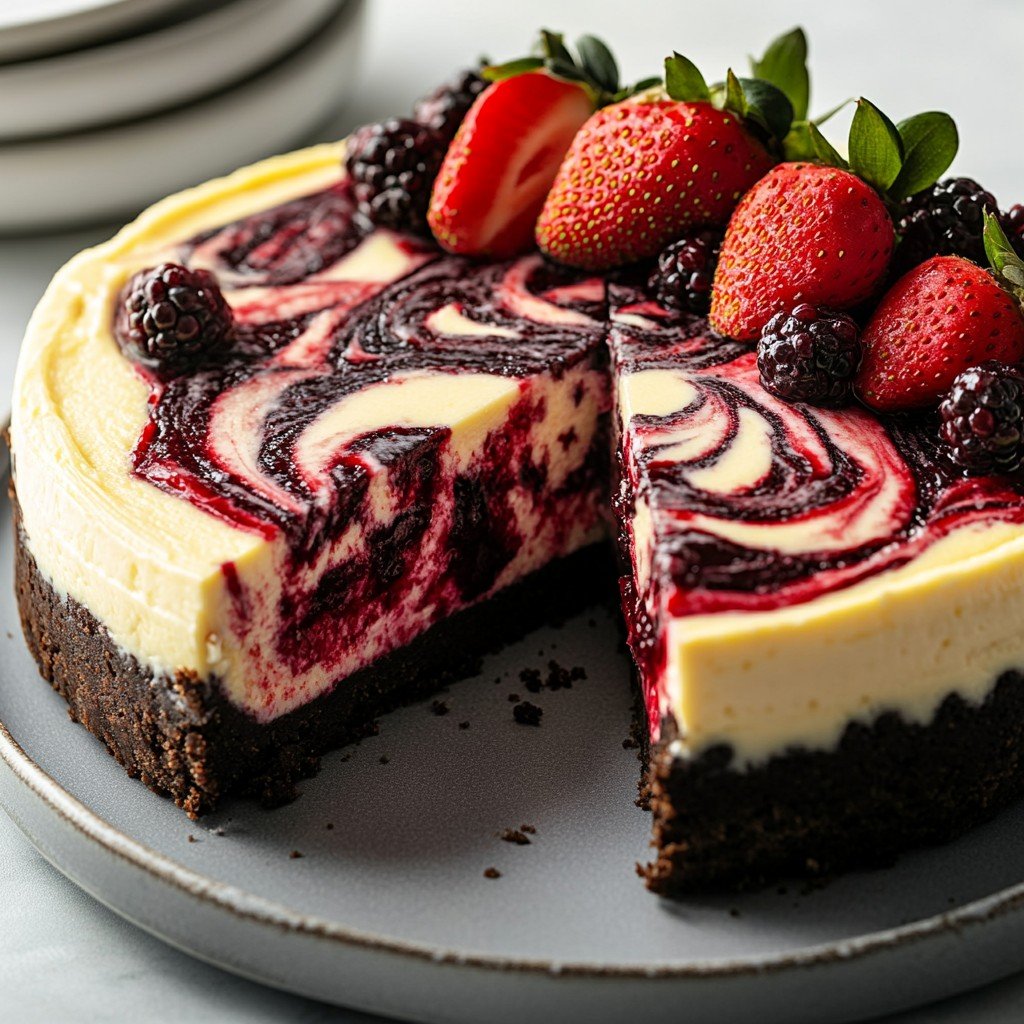 Strawberry Swirl Cheesecake Summer Dessert