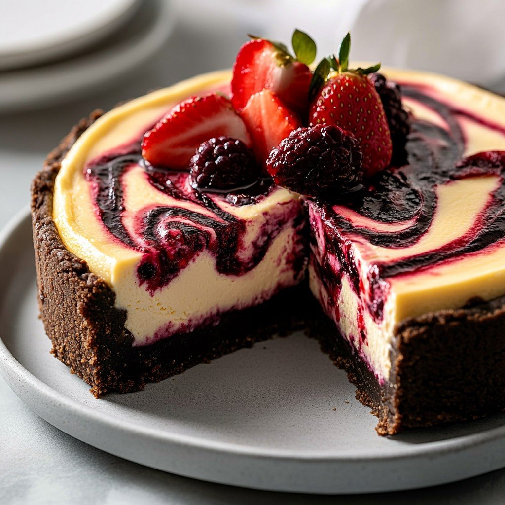 Strawberry Swirl Cheesecake Summer Dessert