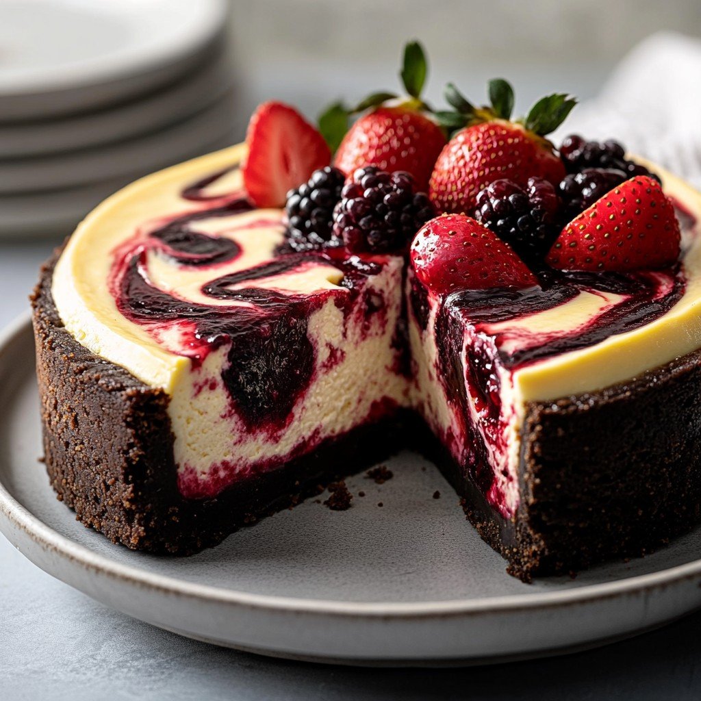 Strawberry Swirl Cheesecake Summer Dessert